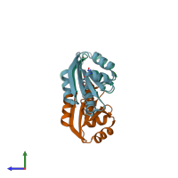 PDB entry 2ifq coloured by chain, side view.