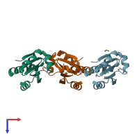 PDB entry 2ifq coloured by chain, top view.