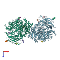 PDB entry 2iit coloured by chain, top view.