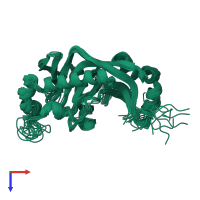 PDB entry 2ilx coloured by chain, ensemble of 10 models, top view.