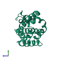 Monomeric assembly 2 of PDB entry 2imt coloured by chemically distinct molecules, side view.