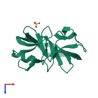 PDB entry 2in9 coloured by chain, top view.