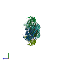 PDB entry 2irw coloured by chain, side view.