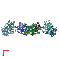 PDB entry 2irw coloured by chain, top view.