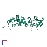 Monomeric assembly 1 of PDB entry 2is9 coloured by chemically distinct molecules, top view.