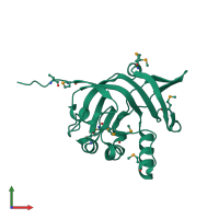 PDB entry 2isb coloured by chain, front view.