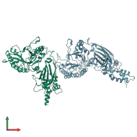 PDB entry 2isd coloured by chain, front view.