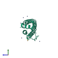 PDB entry 2iu2 coloured by chain, side view.