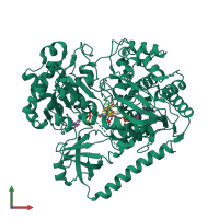 PDB entry 2iv2 coloured by chain, front view.