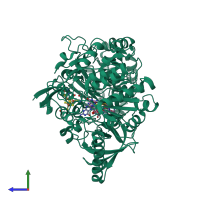 PDB entry 2iv2 coloured by chain, side view.