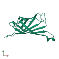 PDB entry 2iza coloured by chain, front view.