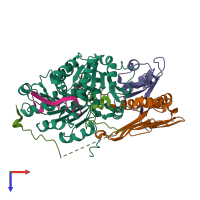 PDB entry 2j0s coloured by chain, top view.