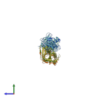 PDB entry 2j0t coloured by chain, side view.