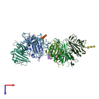 PDB entry 2j0y coloured by chain, top view.