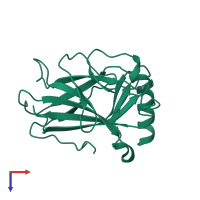 Monomeric assembly 1 of PDB entry 2j1z coloured by chemically distinct molecules, top view.