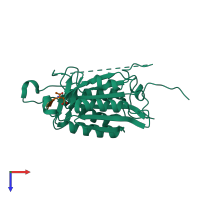 PDB entry 2j33 coloured by chain, top view.