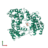 PDB entry 2j7w coloured by chain, front view.