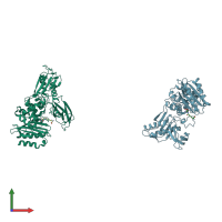 PDB entry 2j9p coloured by chain, front view.