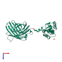 PDB entry 2jad coloured by chain, top view.