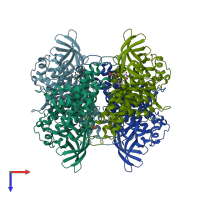 PDB entry 2jbs coloured by chain, top view.