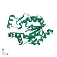 PDB entry 2jeo coloured by chain, front view.