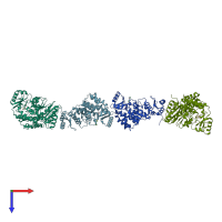 PDB entry 2jfk coloured by chain, top view.