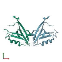 PDB entry 2jik coloured by chain, front view.