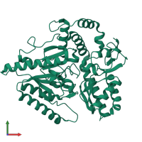 PDB entry 2jjf coloured by chain, front view.