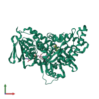 PDB entry 2jkc coloured by chain, front view.