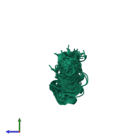 PDB entry 2jpm coloured by chain, ensemble of 20 models, side view.