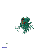 PDB entry 2jpw coloured by chain, ensemble of 20 models, side view.