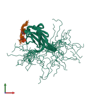 PDB entry 2jql coloured by chain, ensemble of 20 models, front view.