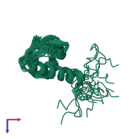 PDB entry 2jro coloured by chain, ensemble of 20 models, top view.