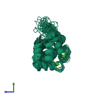 PDB entry 2jul coloured by chain, ensemble of 15 models, side view.