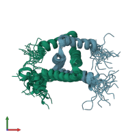 PDB entry 2juw coloured by chain, ensemble of 20 models, front view.