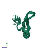 PDB entry 2jve coloured by chain, ensemble of 20 models, side view.