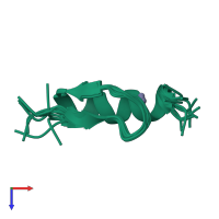 PDB entry 2jvx coloured by chain, ensemble of 10 models, top view.