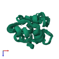 PDB entry 2jww coloured by chain, ensemble of 20 models, top view.