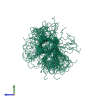 PDB entry 2k0l coloured by chain, ensemble of 20 models, side view.