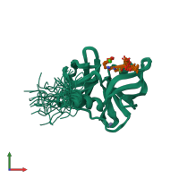 PDB entry 2k1q coloured by chain, ensemble of 20 models, front view.