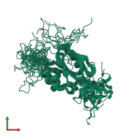 PDB entry 2k2e coloured by chain, ensemble of 20 models, front view.