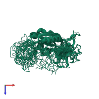 PDB entry 2k2e coloured by chain, ensemble of 20 models, top view.