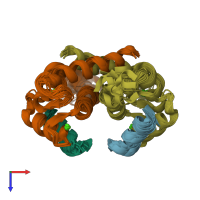PDB entry 2k2f coloured by chain, ensemble of 20 models, top view.