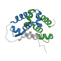 The deposited structure of PDB entry 2k77 contains 2 copies of Pfam domain PF02861 (Clp amino terminal domain, pathogenicity island component) in Negative regulator of genetic competence ClpC/MecB. Showing 2 copies in chain A.