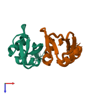 PDB entry 2kfk coloured by chain, ensemble of 20 models, top view.