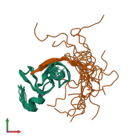 PDB entry 2kft coloured by chain, ensemble of 20 models, front view.