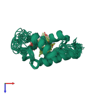 PDB entry 2kga coloured by chain, ensemble of 20 models, top view.