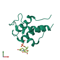 Monomeric assembly 1 of PDB entry 2kge coloured by chemically distinct molecules, front view.