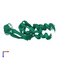 PDB entry 2kij coloured by chain, ensemble of 30 models, top view.