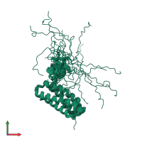 PDB entry 2kk1 coloured by chain, ensemble of 20 models, front view.